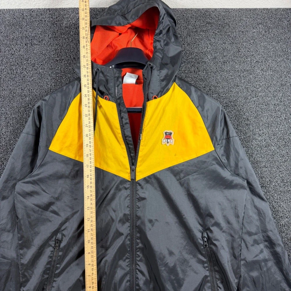 Nike Basketball Hoodie Windbreaker Black Yellow Colorblock Skull Basketball Sz M